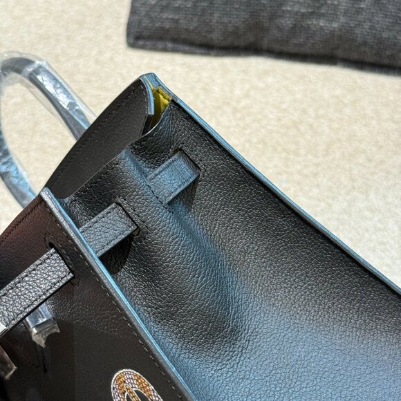 Limited Edition Luxury Black Birkin Style Satchel PHW - Picture 7 of 9
